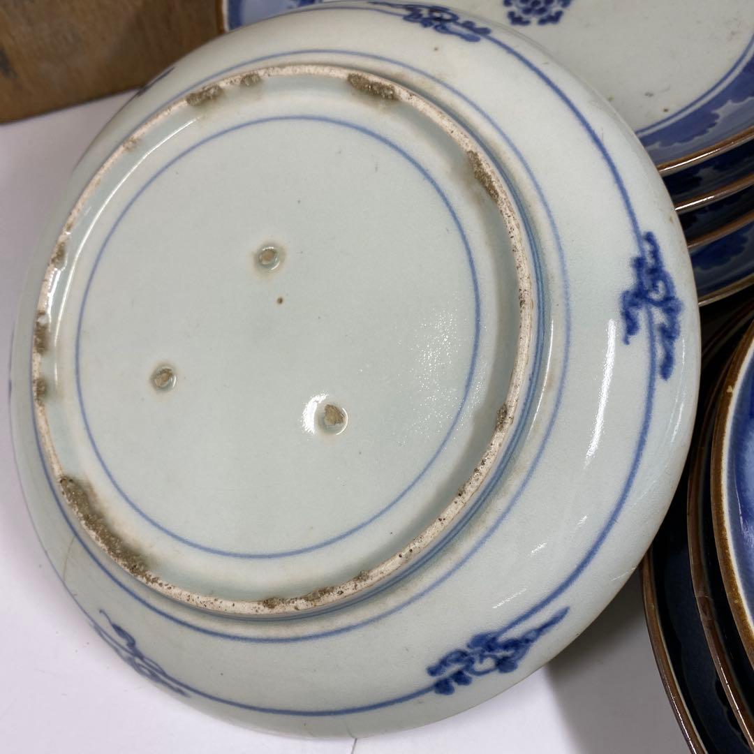 古伊万里　七寸皿19点　木箱付　東Y7-0220①タエチ
