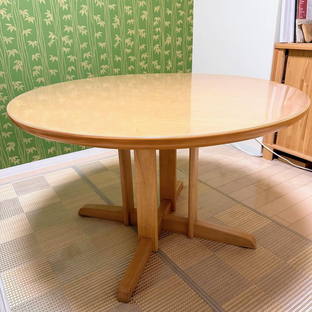 円卓 ダイニングテーブル 直径110cm × 高さ66cm 専用透明保護マット付