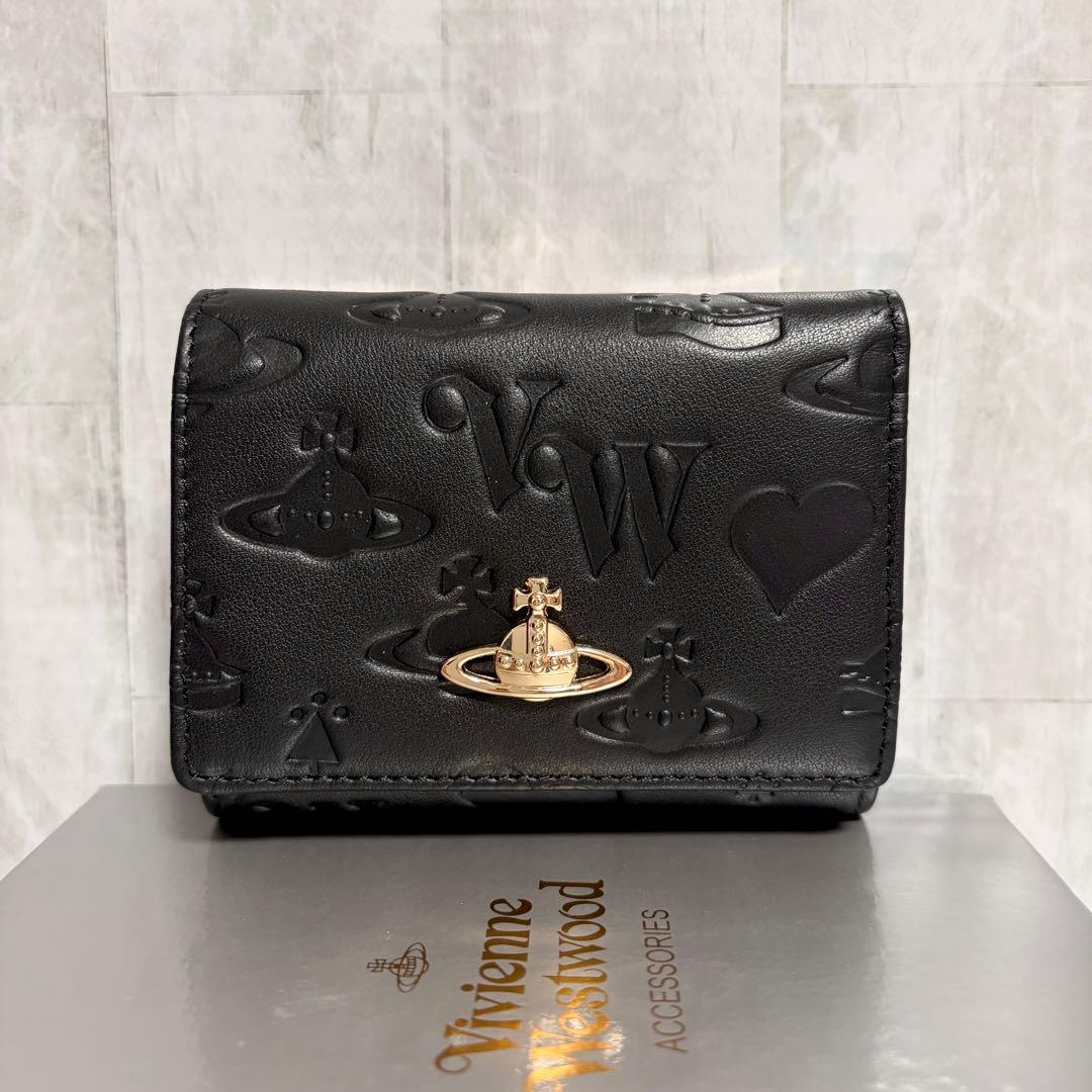 Vivienne Westwood 3つ折り財布 / ブラック/ゴールドロゴ