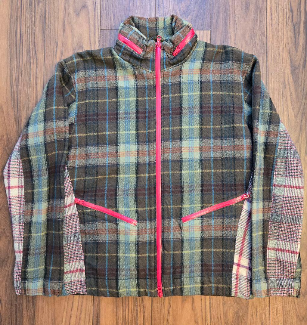 美品COMMEdesGARONS SHIRTSチェック切り替えウールブルゾン