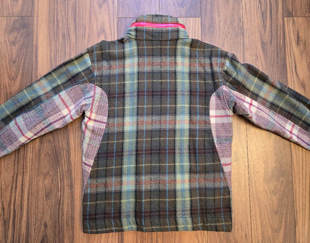 美品COMMEdesGARONS SHIRTSチェック切り替えウールブルゾン