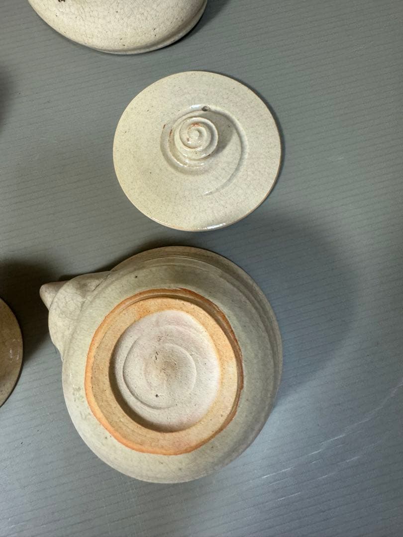 2202 萩焼　十一代　大和松雁　茶器セット　宝瓶1客　湯冷し1客　湯呑5客