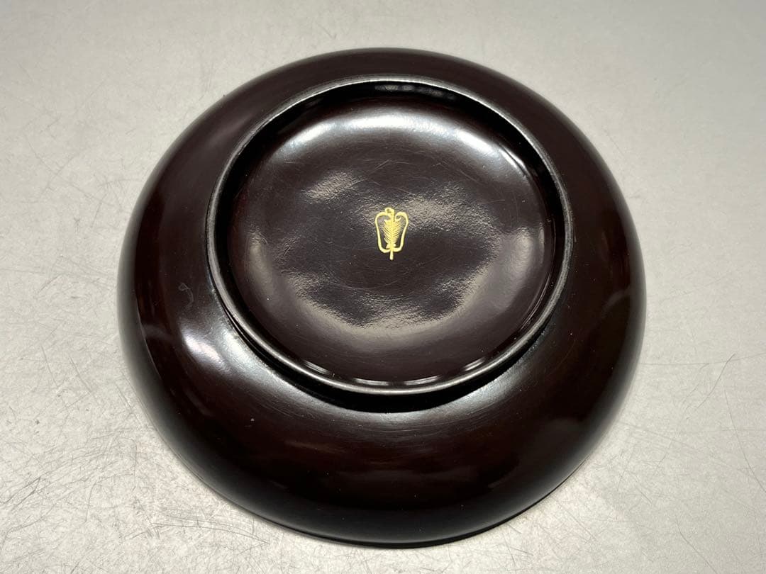 時代　沈金蒔絵　鯛の図　木皿　十枚　木製