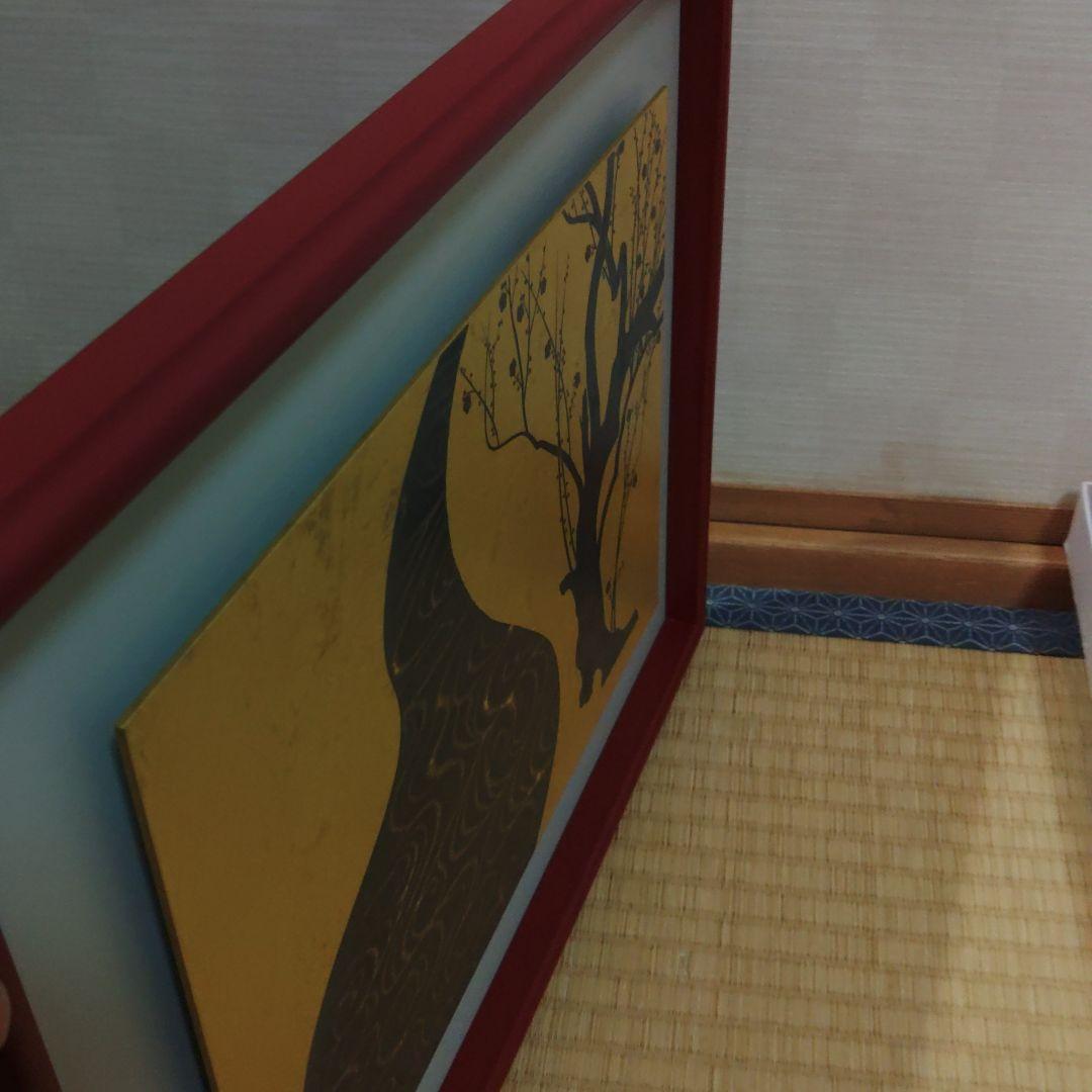 漆アート　金箔　白梅　紅梅