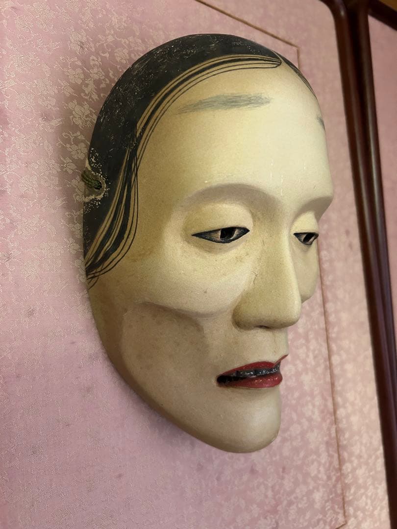 能面　痩せ女（やせおんな）　木彫り