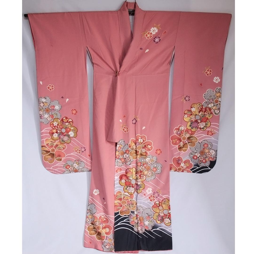 成人式振袖4点セット＋オマケピンク桃色振袖帯揚げ帯締め重ね衿PM27