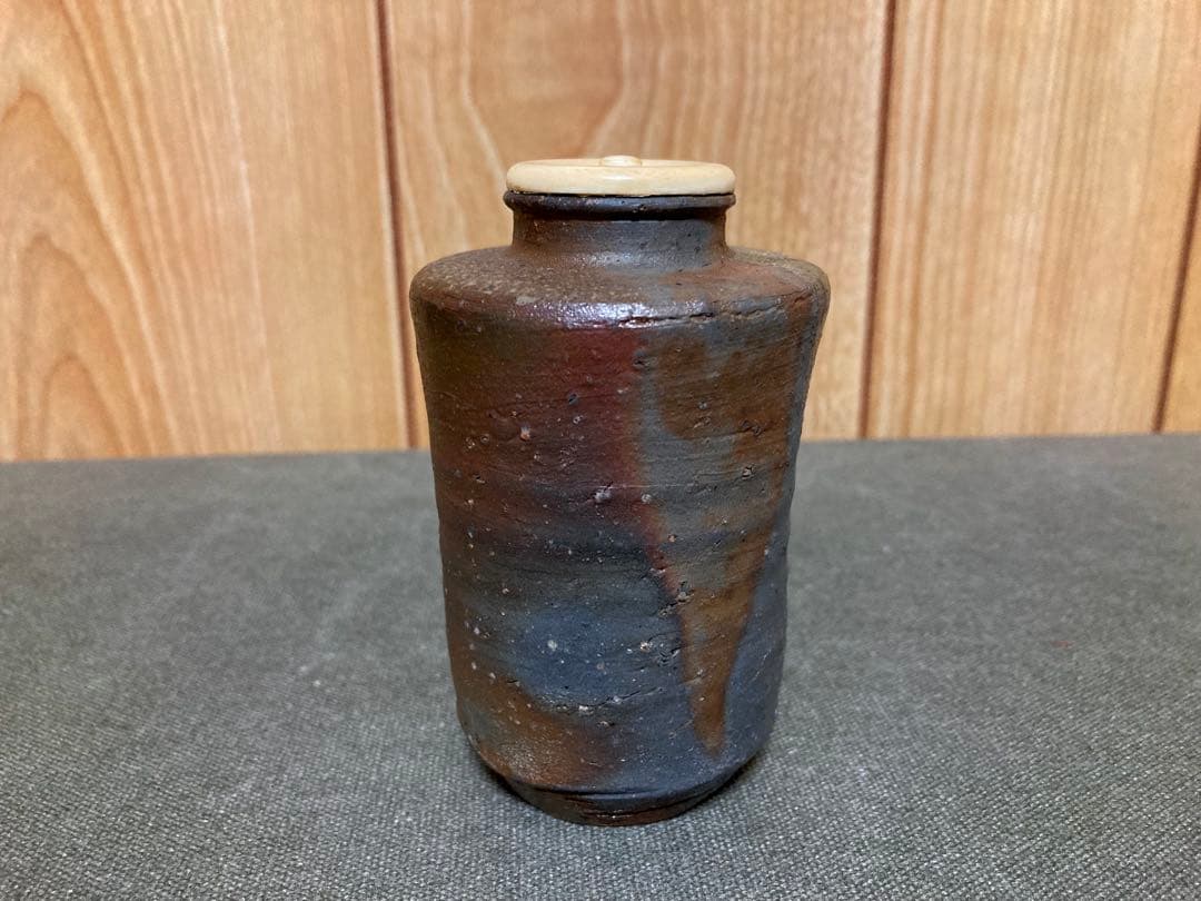 木村長十郎 友敬作 備前肩衝茶入 茶道具 (検索 古備前