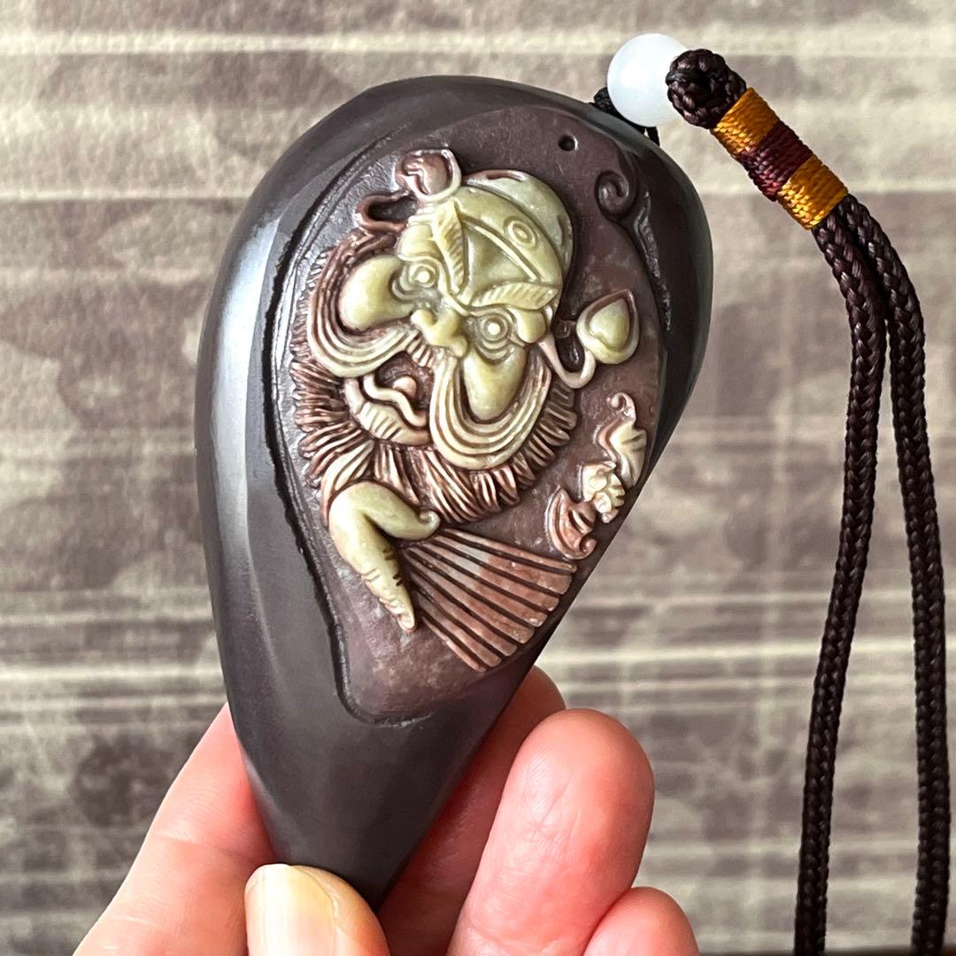 レア 天然石 パープル ローブジェイド 硬玉 ジェダイト 彫刻 魔除け 希少品