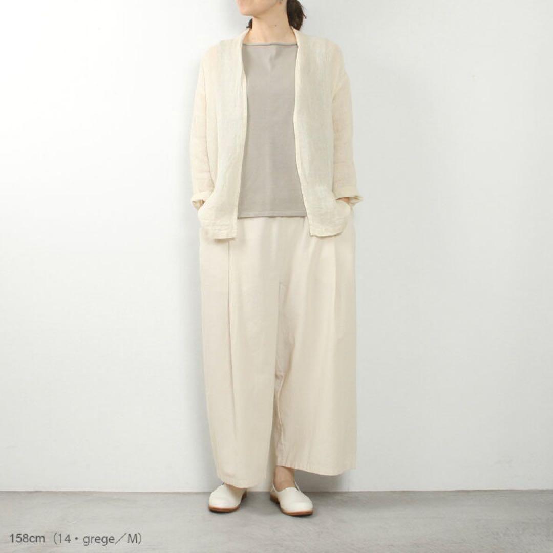 evam eva エヴァムエヴァ コットンスリーブ　M グレージュ　タンクトップ