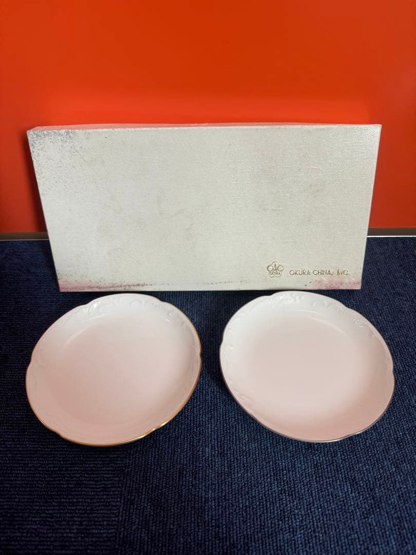 1953 大倉陶園　白磁　皿　2客　未使用