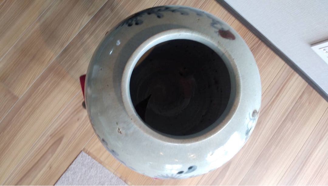 李朝辰砂染付壺