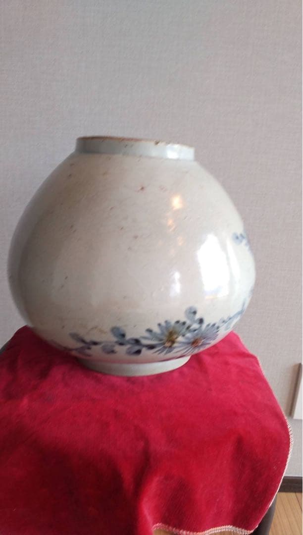 李朝辰砂染付壺