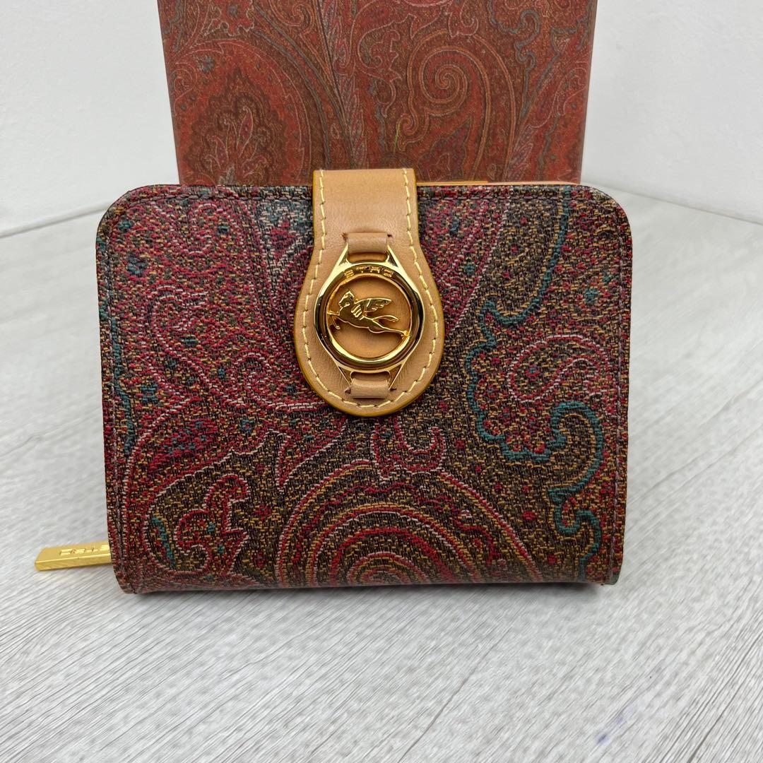 美品✨ ETRO エトロ 折り財布 ペイズリー ペガソ PVC レザー