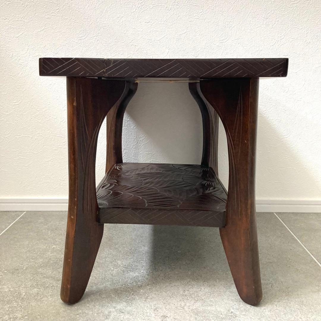 伝統工芸 日光彫り サイドテーブル 花台 飾り台 和家具 軽井沢彫 ヴィンテージ