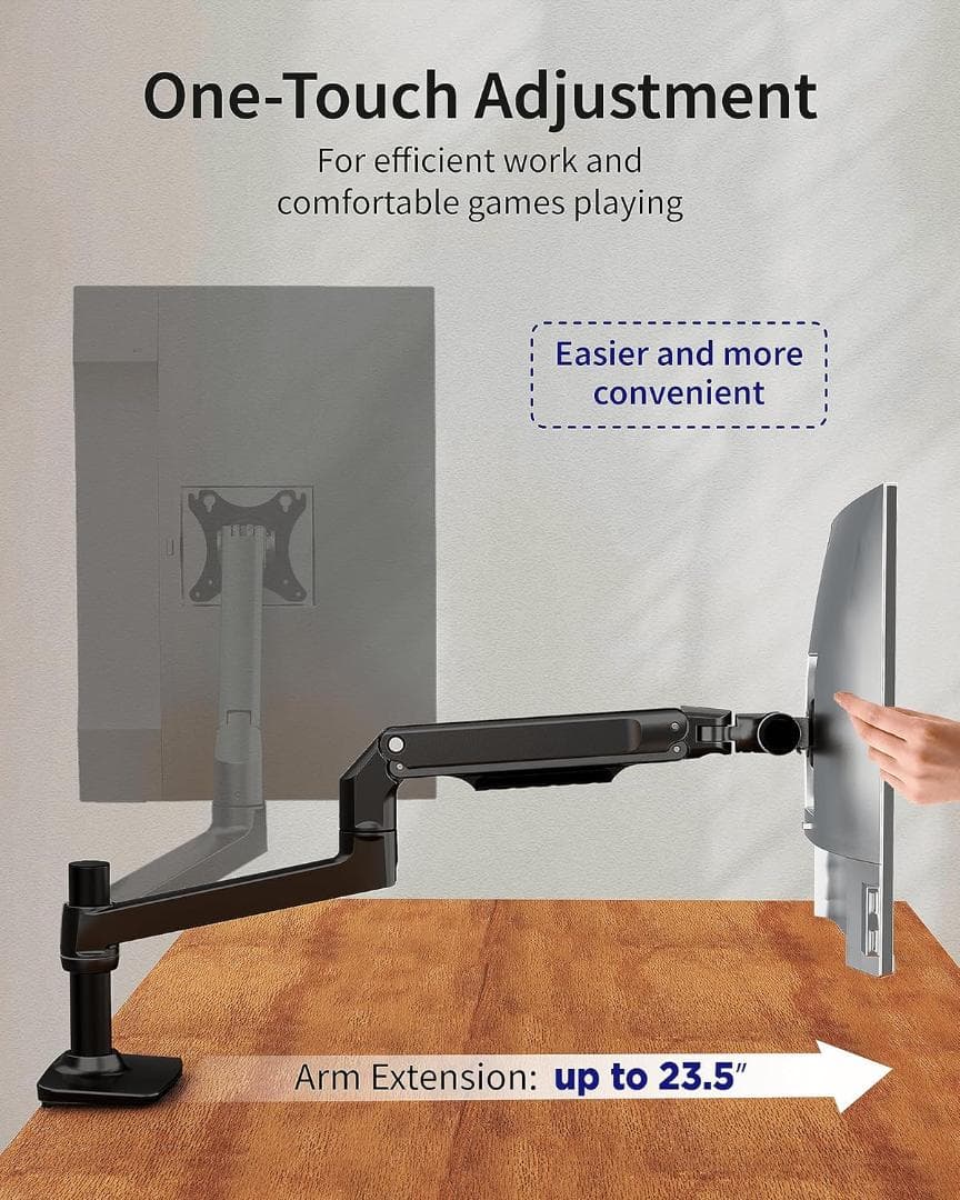 モニターアーム シングル 13-40インチ 対応 耐荷重11.3kg クランプ黒