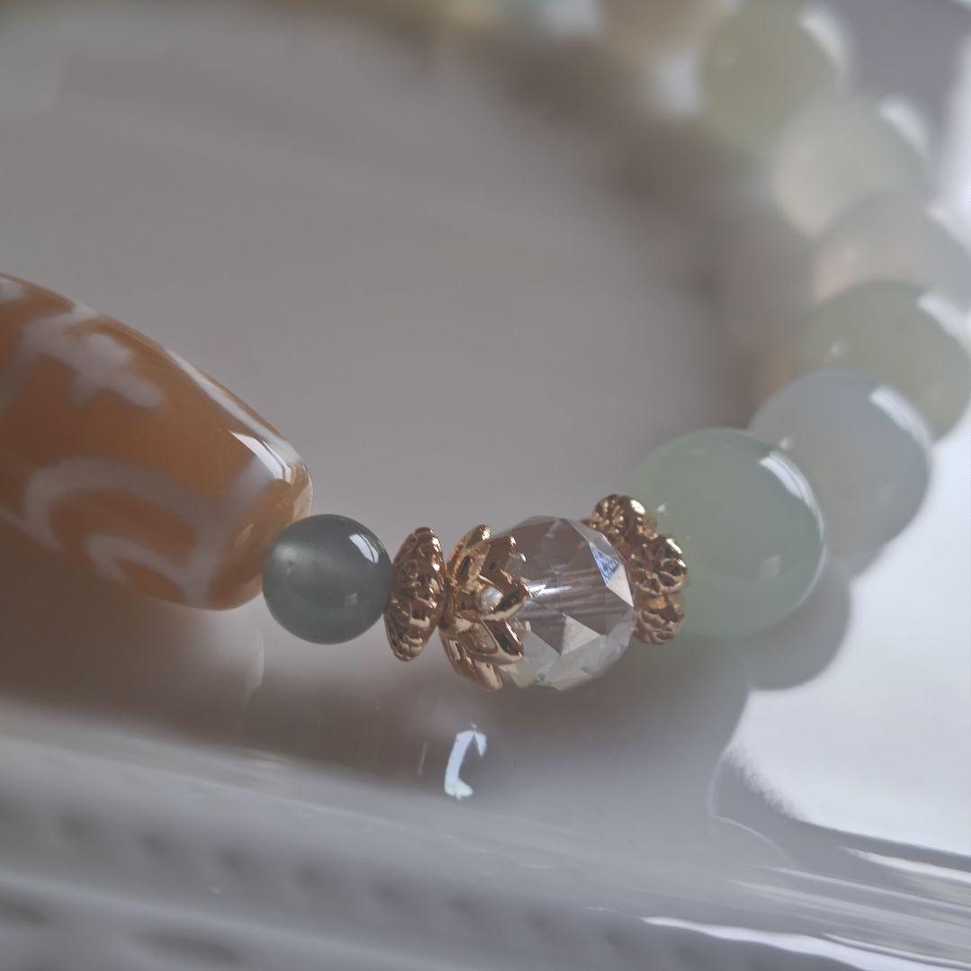 新作♡カフェオレ♡レア蓮花宝瓶天珠、グリーンオパール、グアテマラ産翡翠