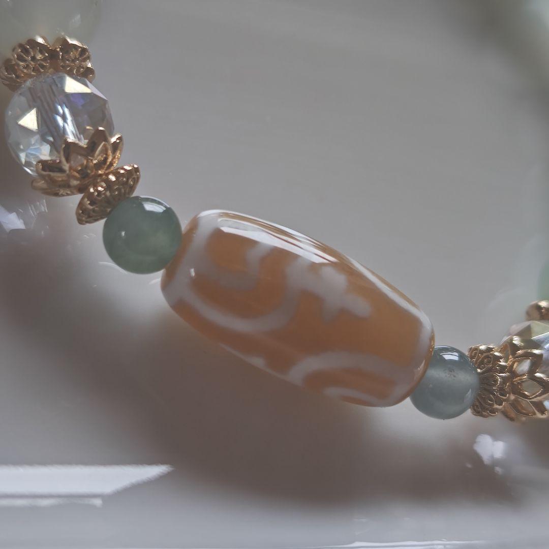新作♡カフェオレ♡レア蓮花宝瓶天珠、グリーンオパール、グアテマラ産翡翠