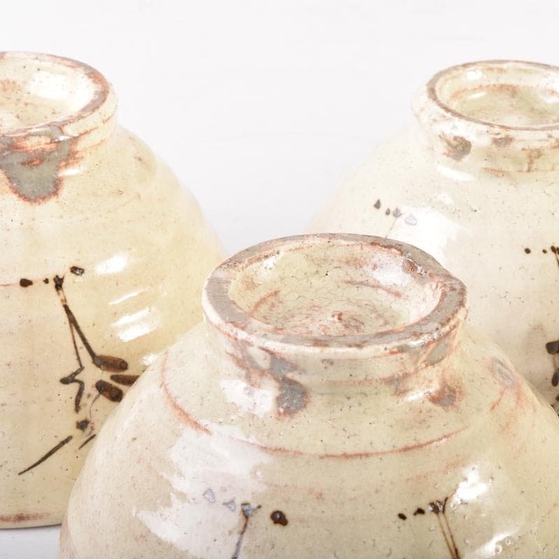 茶道具　志野焼　絵志野　西山窯　数茶碗　五客　合わせ箱　V　7016A