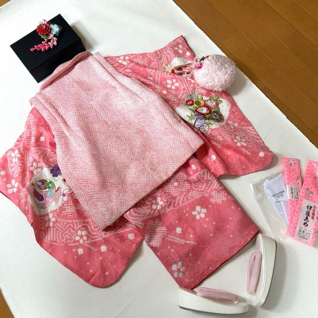 No.3 七五三　　3歳　　　正絹被布セット　　　絞り　　訳あり