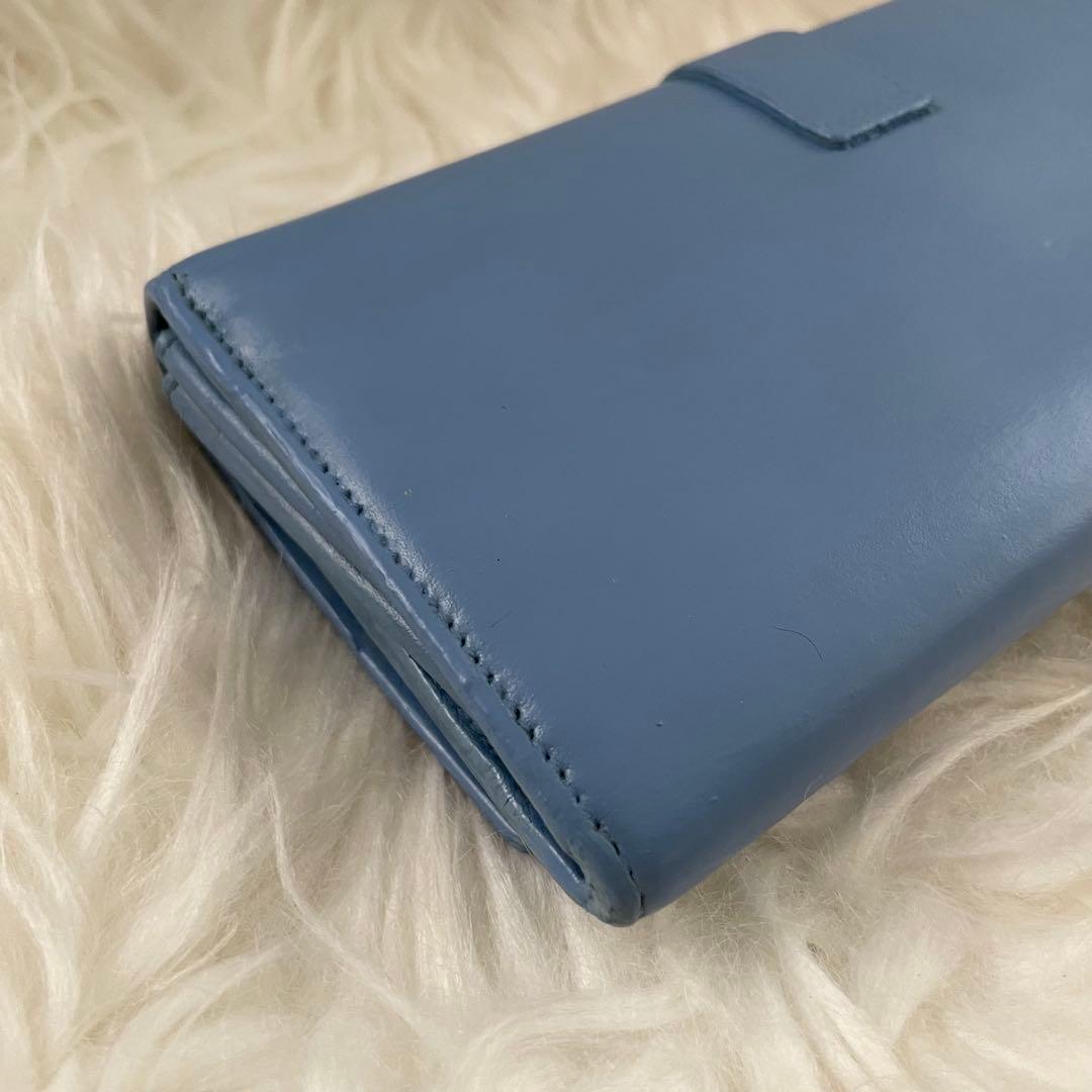 イブサンローラン YSL 二つ折り 財布 ブルー 青 ゴールド