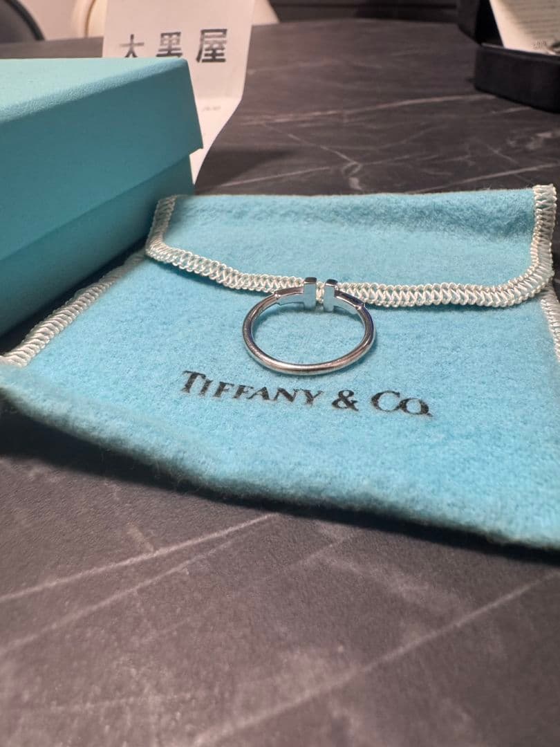 Tiffany Tワイヤー リング K18WG 16号 ホワイトゴールド