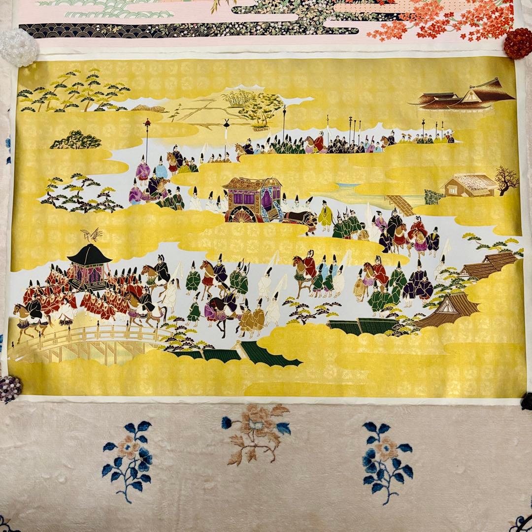 美濃和紙 友禅染 大判アート 2枚セット（花鳥／平安絵巻） 絵画　日本画