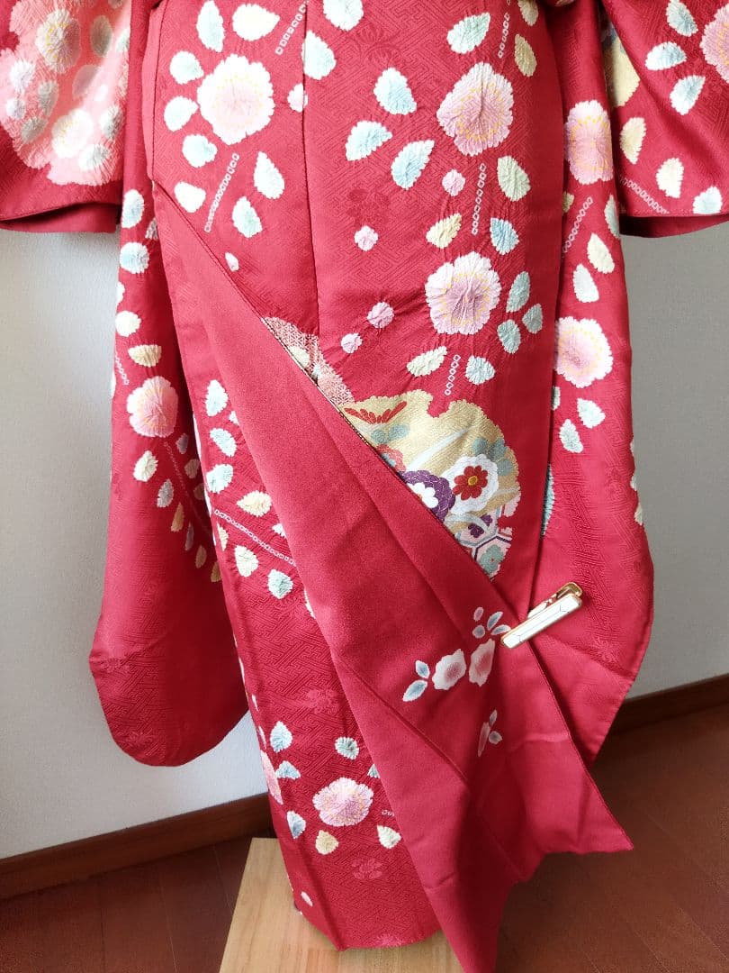 436.高級！！手仕事の花絞りと雪輪　振袖5点セット　正絹　フルセット　成人式