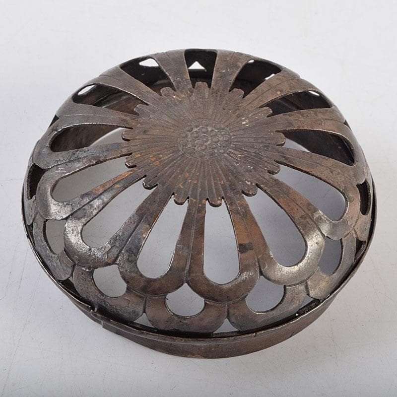 中国　古銅宣徳銅　灑金　三足香炉　火屋付　Y　R9437