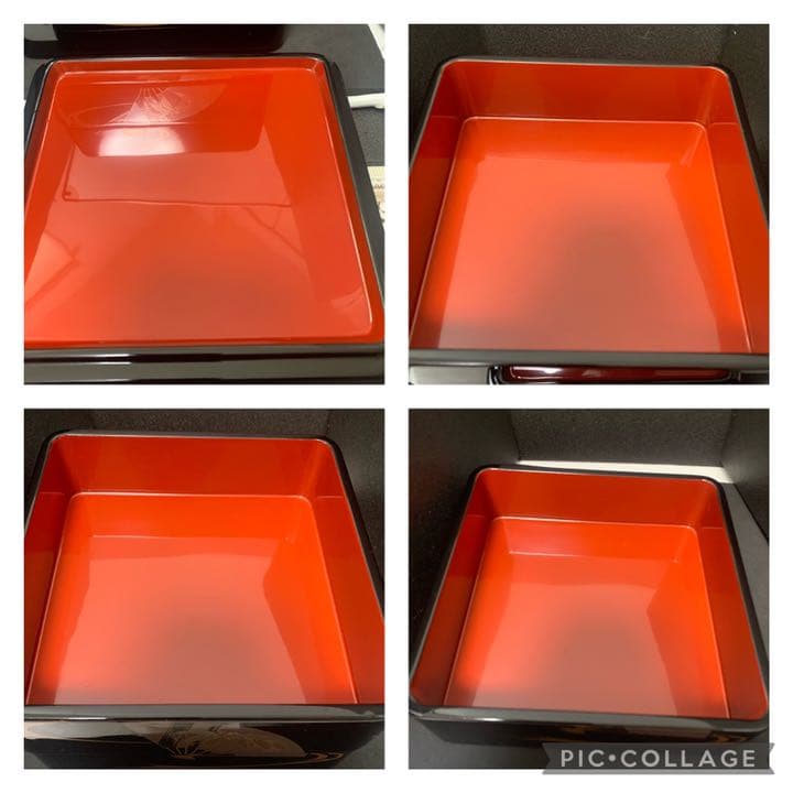 天然木 うるし塗り 漆塗 三段重箱 扇面蒔絵 三段 重箱