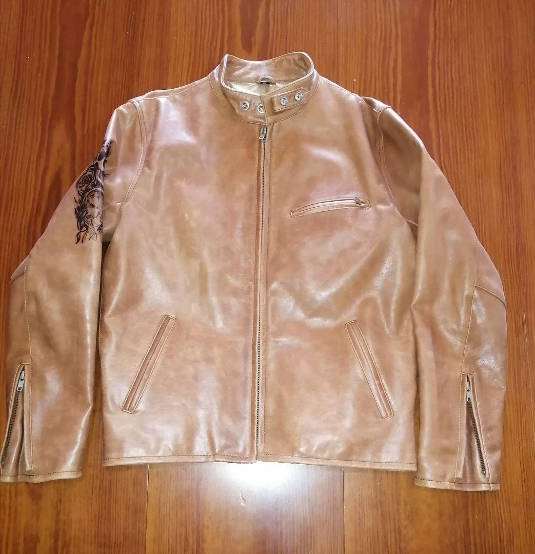 トットタトゥー柄 山羊革 レザージャケット