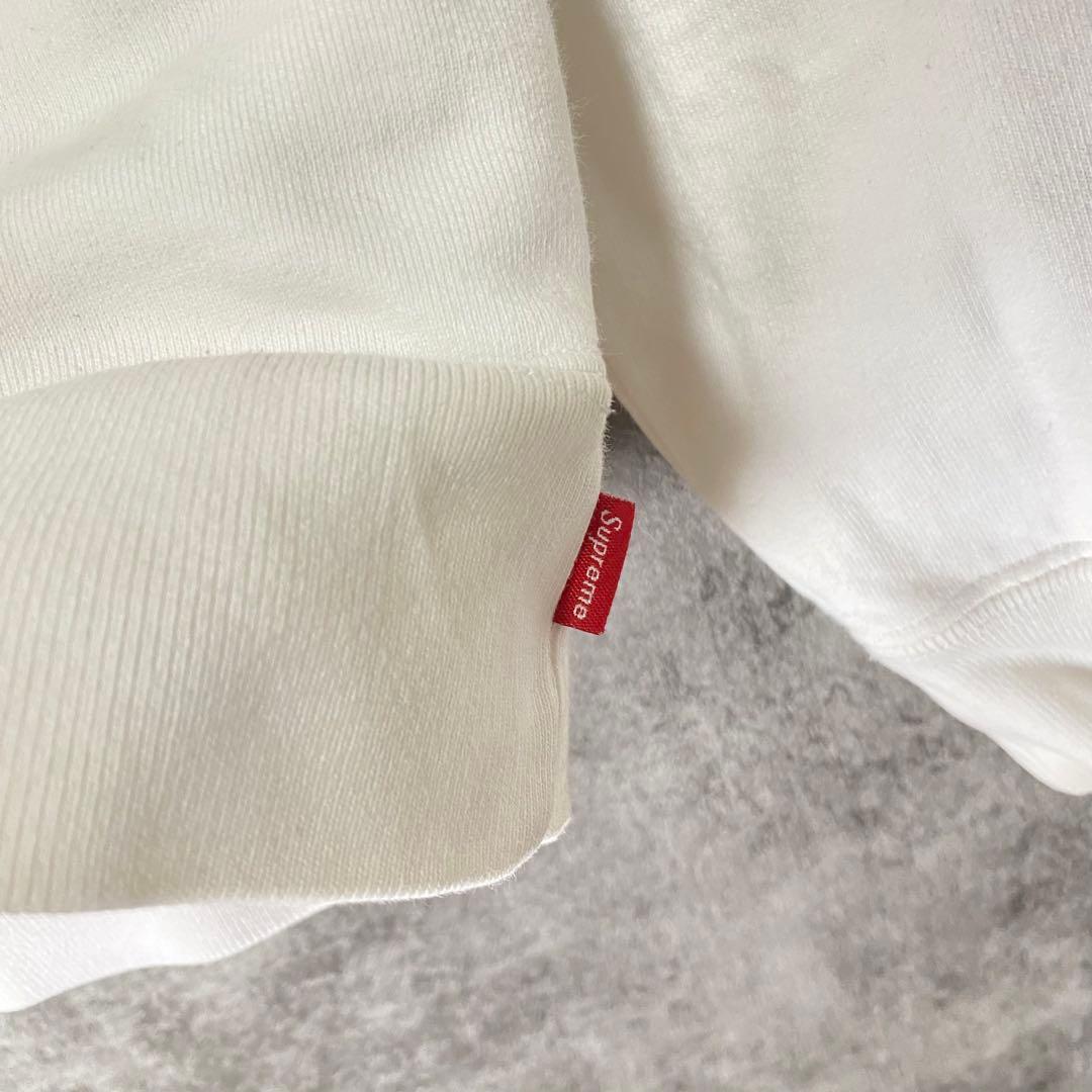 Supreme 赤ロゴ プルオーバーパーカー M ホワイト バーロゴ