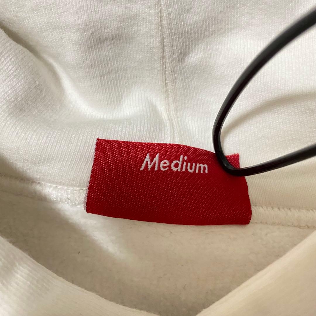 Supreme 赤ロゴ プルオーバーパーカー M ホワイト バーロゴ