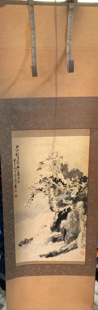 え*り様 業者買取品！希少価値高！方　増先　水墨画 掛け軸 状態良！