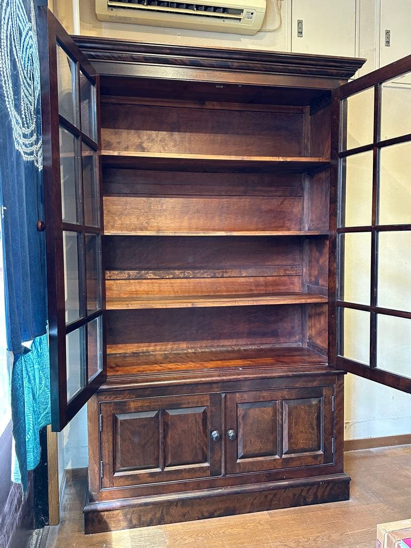 松本民芸家具　Ｅ型書棚　ガラスケース　飾り棚　美品