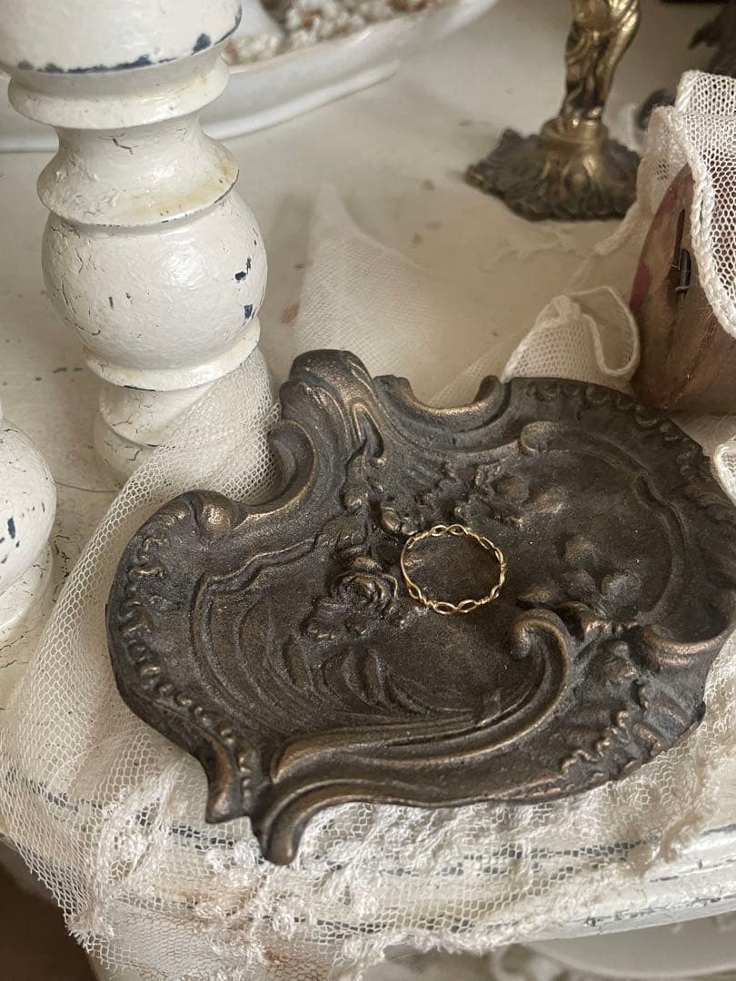 フランスアンティーク　アールヌーボー　トレイ　真鍮　ブラス　レリーフ