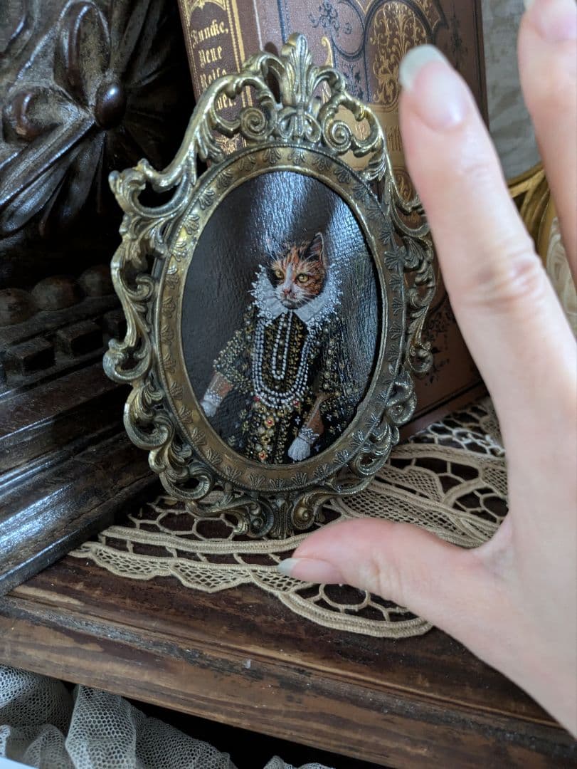 【猫好きさんに】猫貴族肖像画　アンティーク　ヴィクトリアン