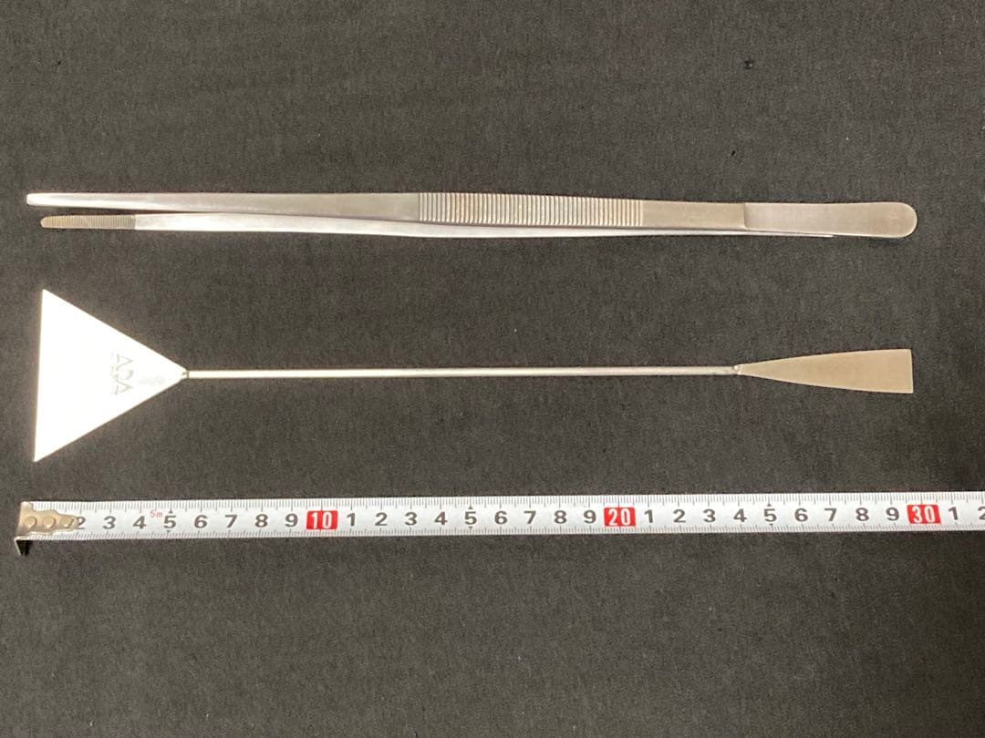 旧ロゴ ADA社製水槽用品2点セット（ピンセット、サンドフラッター)