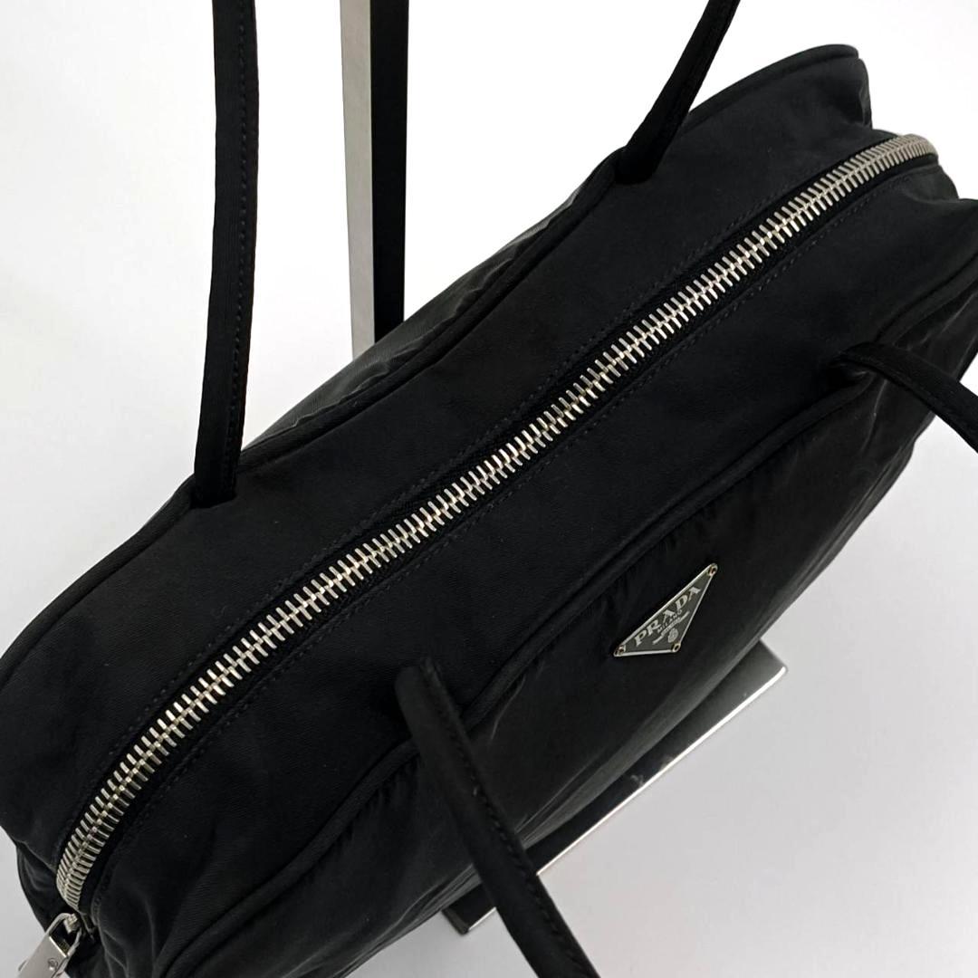 希少✨人気　プラダ ミニボストン ハンド トート 三角ロゴ ナイロン 革 黒