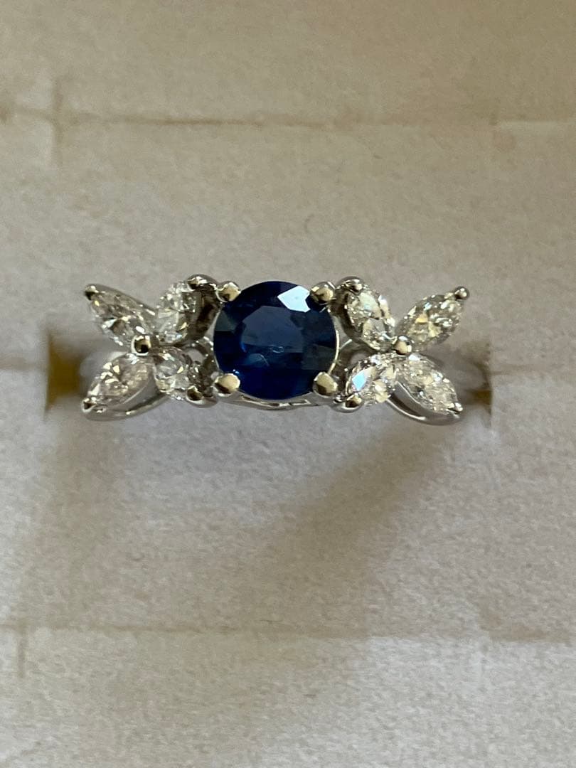 天然サファイア ダイアモンド プラチナリング