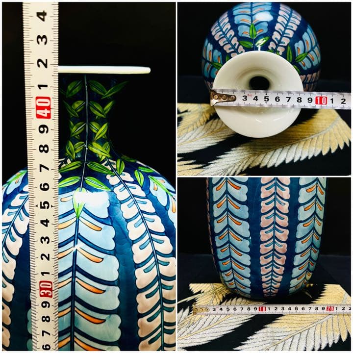 有田焼　伝統陶芸作家　藤井勝雲　作家物　染錦　手描き　花器　大花瓶　壺