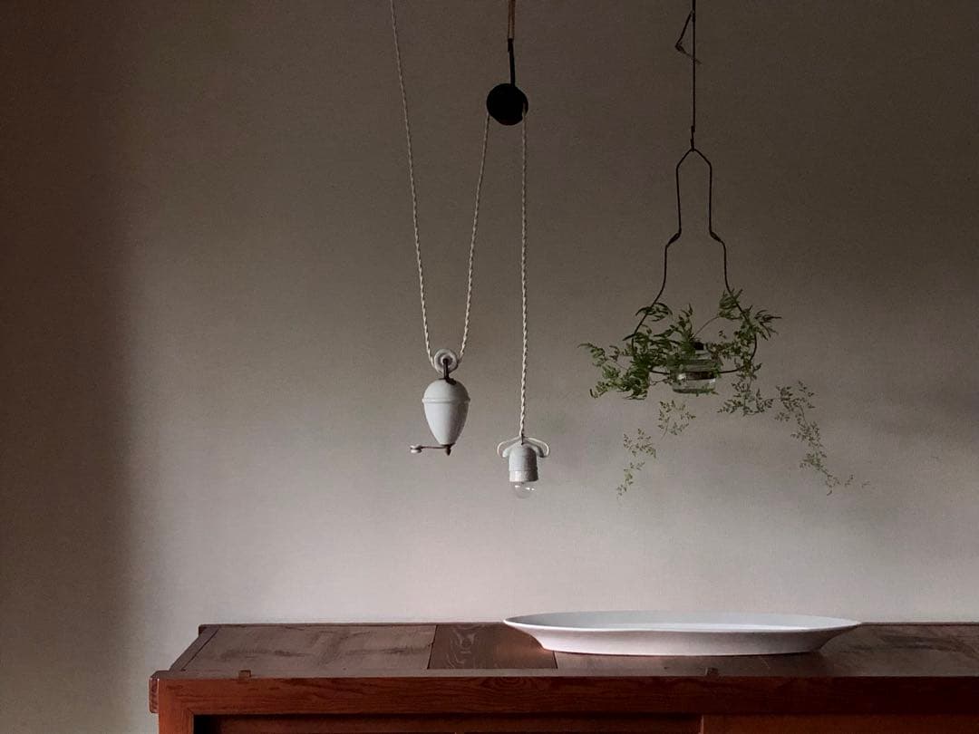 フランスアンティーク滑車ランプ 昇降ペンダントライト 天井照明 古家具 店舗什器