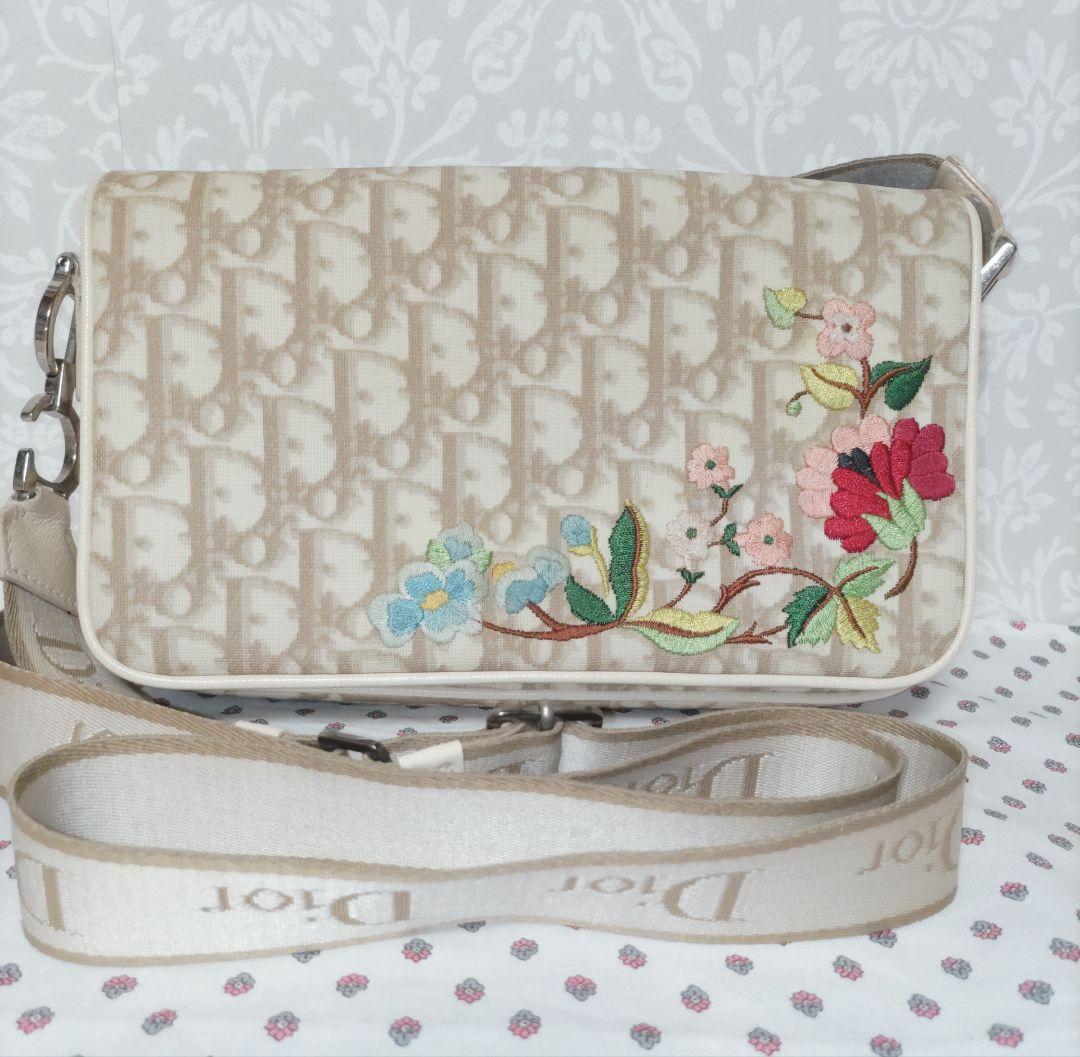 希少 ディオール ☆トロッター☆フラワー刺繍 ☆ショルダーバッグ