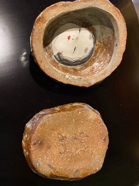 茶道具　鬼と福の香合　k