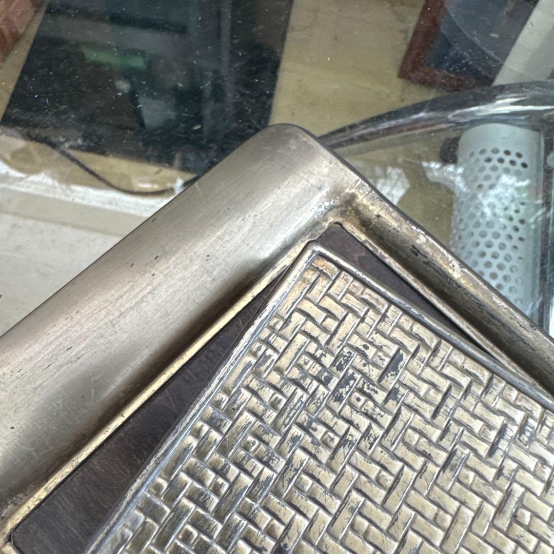 金属製編み目模様　タバコ盆