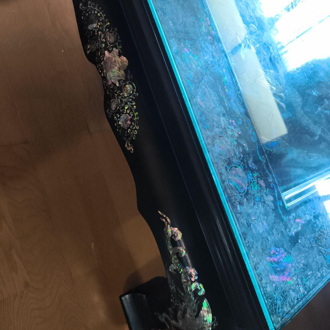 鄭鐘基作 最高級螺鈿座敷机 孔雀（くじゃく）紋 座卓（引取り限定）