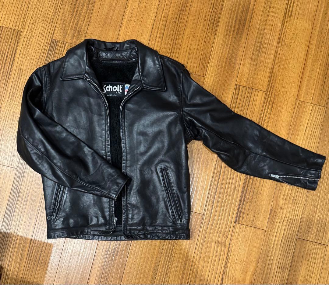 Schott ブラック レザー シングルライダース