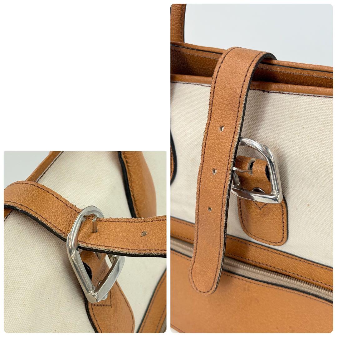 オロビアンコ ガーメントバッグ レザー×キャンバス キャメル スーツキャリー仕様