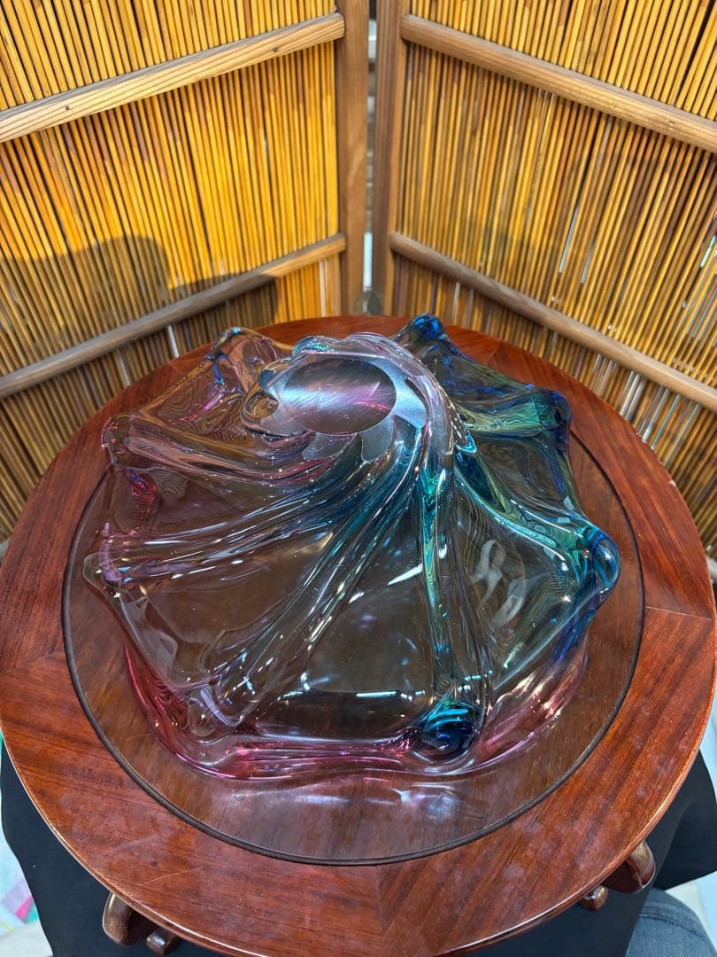 アートグラス　ガラス花瓶　お菓子入れ　アンティーク　昭和レトロ