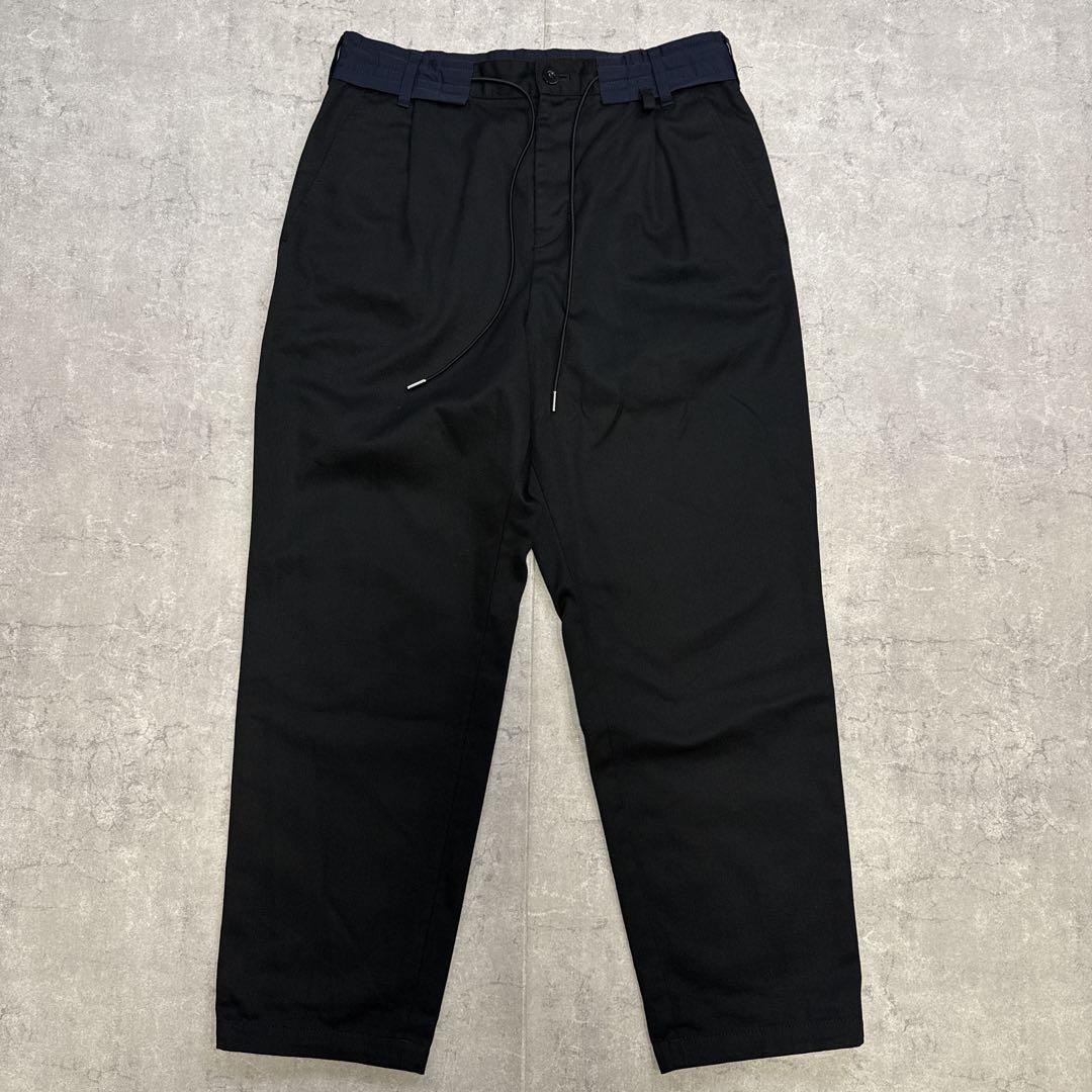 sacai サカイ ナイロン切替 ワイド テーパードパンツ黒 21AW ３