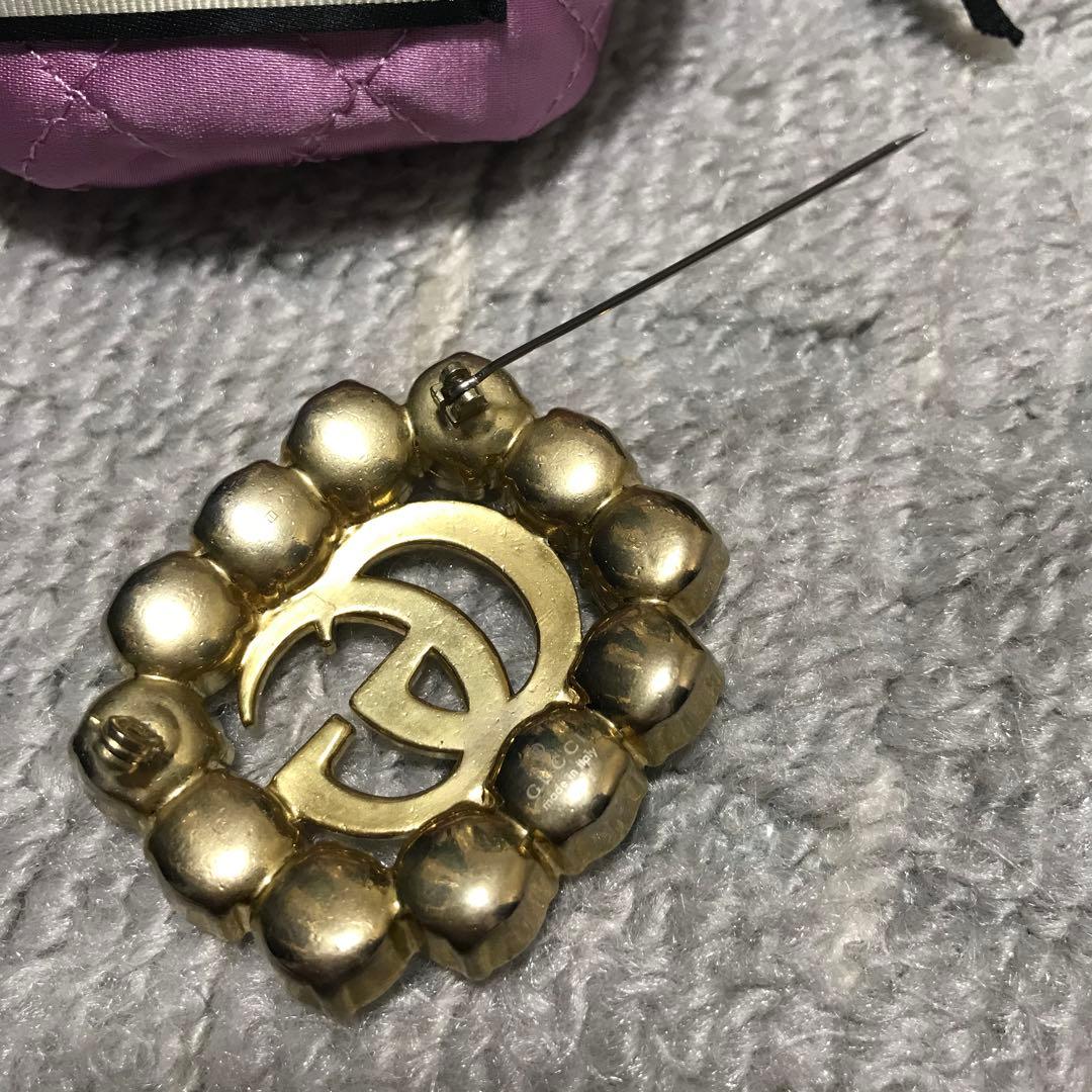 M*N様 グッチ［ブローチ］マーモント　ダブルGG　パール　ゴールド　箱、保存袋